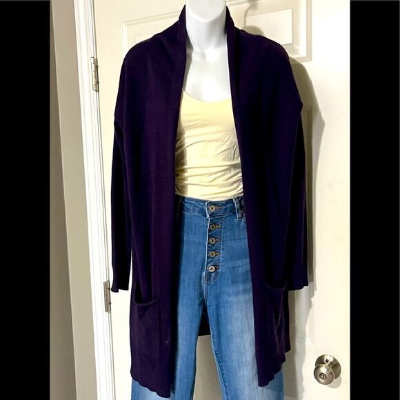 Evolution Deep Purple Two Pocket Open Cardigan - Picture 1 of 8